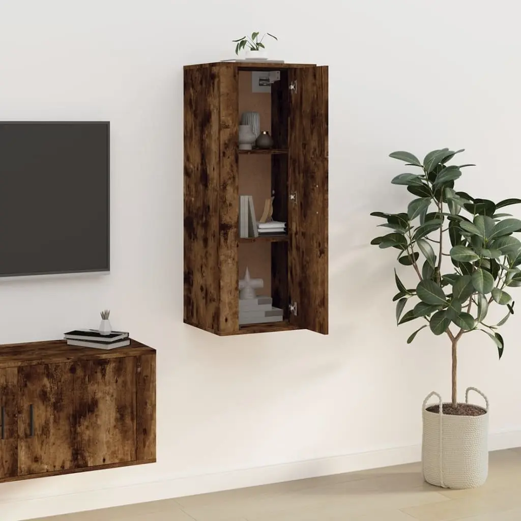 Wall Mounted TV Cabinet 40x34.5x100cm Brown Engineered Wood Media Unit Storage