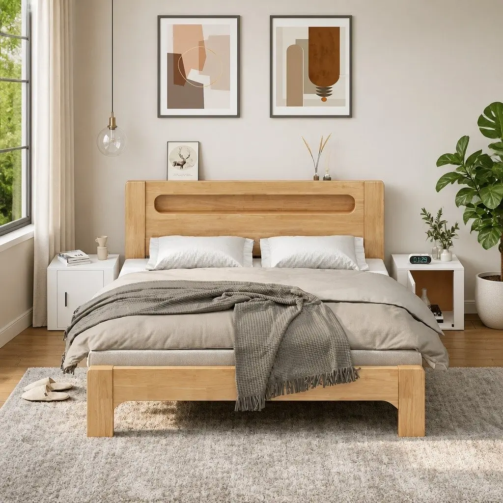 White Engineered Wood Bedside Storage Tables 2 Piece Set with Top Surface for Lamps and Books 50x39x47cm