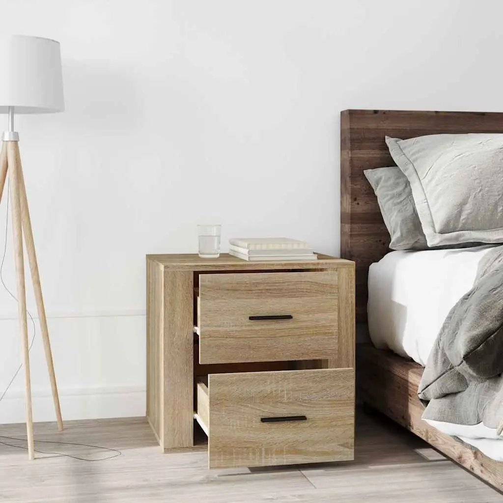 Bedside Cabinet Storage Brown Wooden Nightstand Furniture Organize Small Items