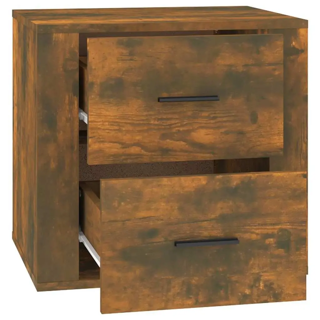 Bedside Cabinet Brown Engineered Wood Storage Organiser with Top Surface for Lamps and Books