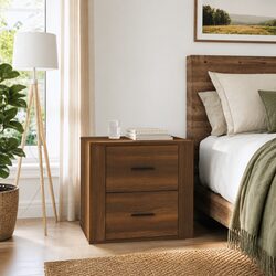 Bedside Cabinet Brown Oak Storage Furniture Nightstand Table Bedroom Organizer