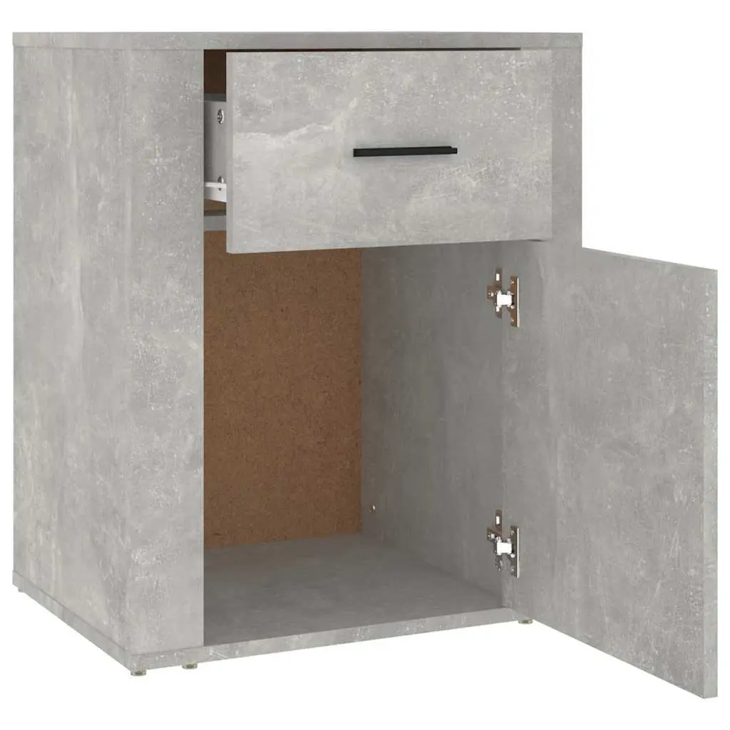 Bedside Cabinet Grey 1 Drawer Compartment Engineered Wood Furniture