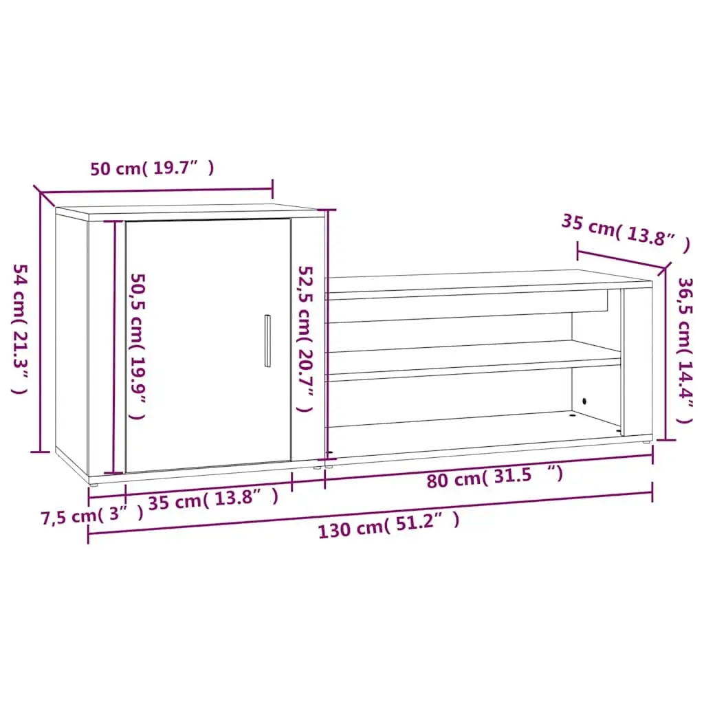 Shoe Cabinet White 2 Compartment Storage Organiser Hallway Furniture