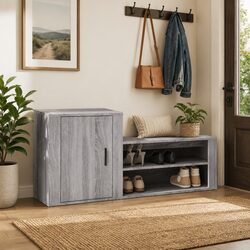 Grey Engineered Wood Shoe Cabinet for Organized Spaces