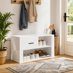 Shoe Cabinet High Gloss White Storage Organiser 80x35x45 cm Engineered Wood