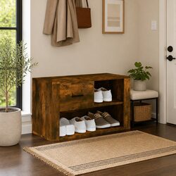 Shoe Organiser Cabinet in Brown with Ample Storage