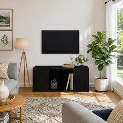 Media Storage Unit in Black, Perfect for Your Living Room