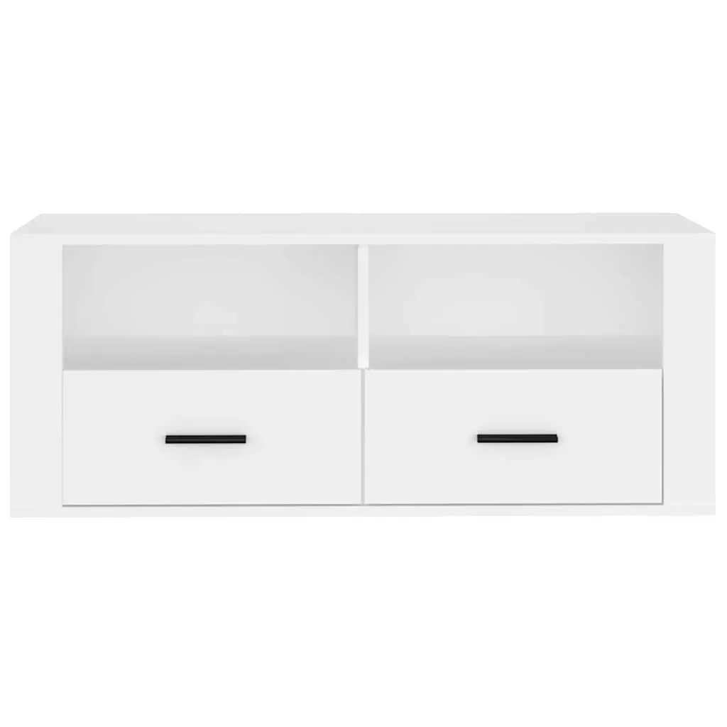 White TV Cabinet with Drawers and Compartments 100x35x40cm Engineered Wood Media Storage Unit