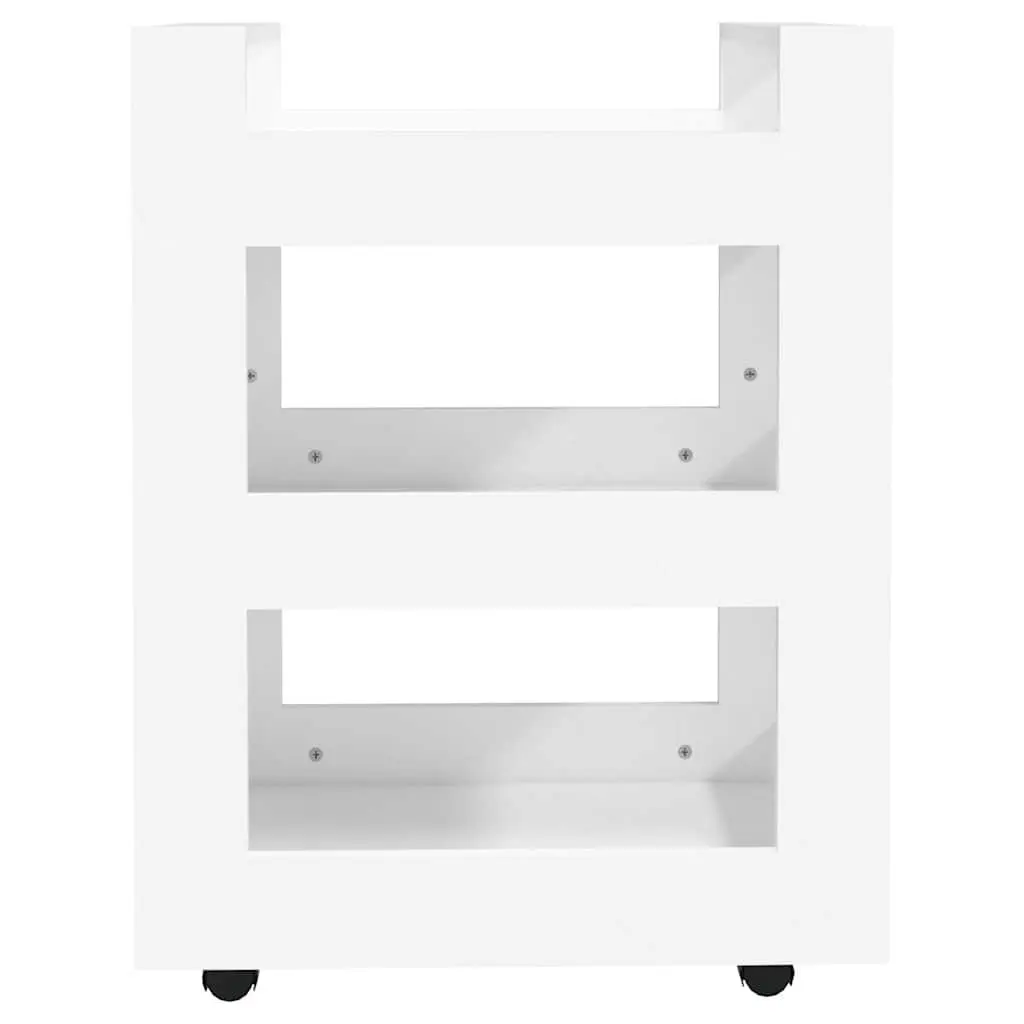 Kitchen Trolley 60x45x80 cm White 3-Shelf Storage Cart Engineered Wood with Wheels