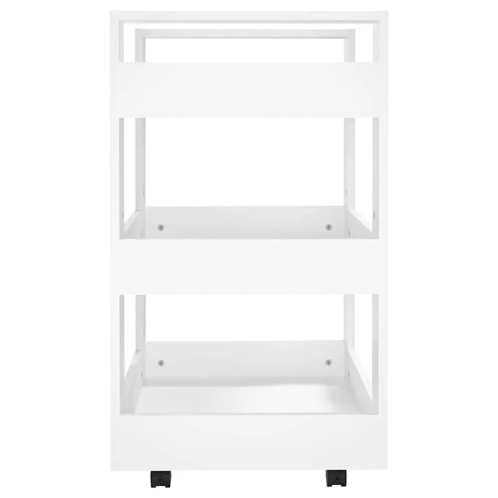 Kitchen Trolley 60x45x80 cm White 3-Shelf Storage Cart Engineered Wood with Wheels