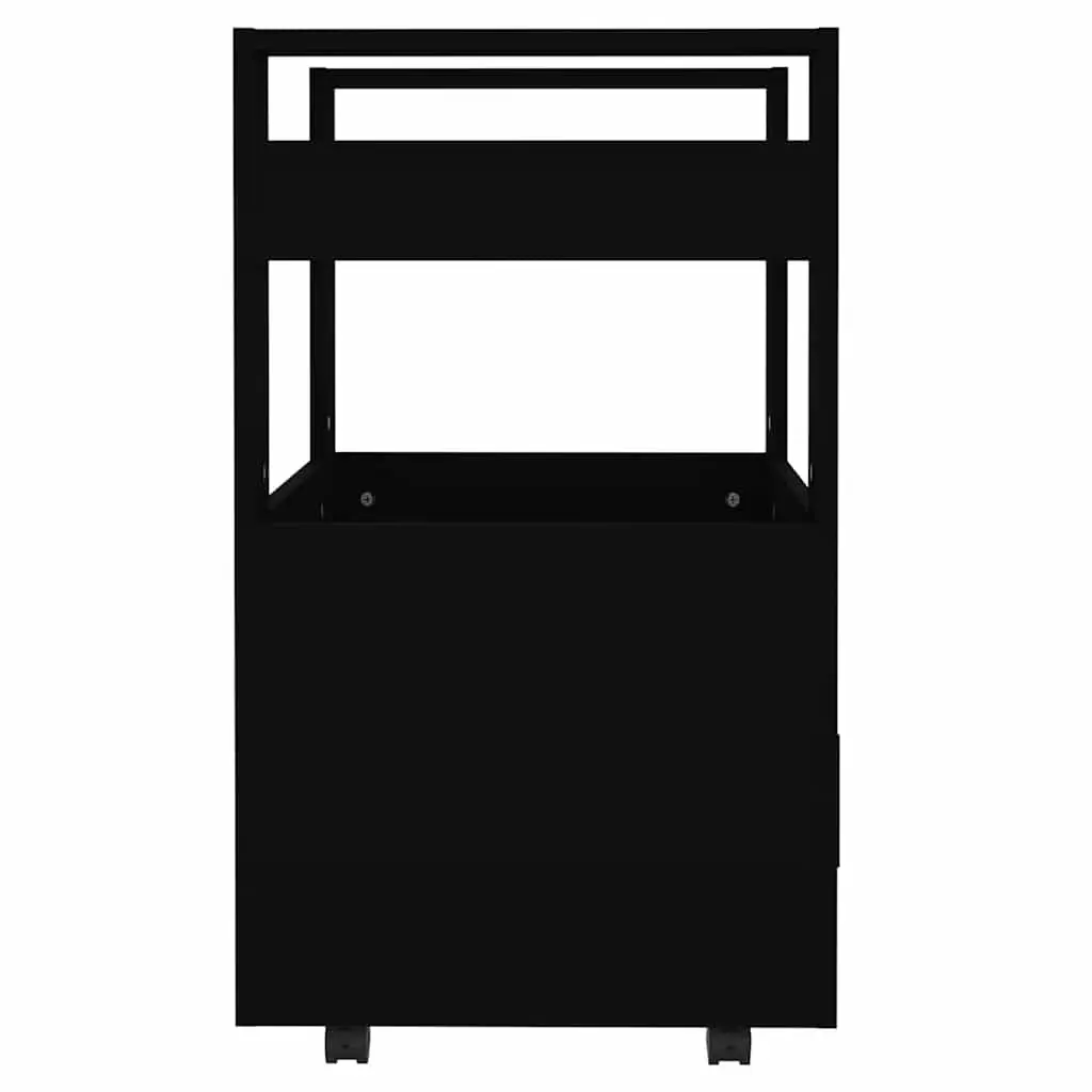 Kitchen Trolley 60x45x80cm Black Rolling Storage Cart with Shelves Compartment
