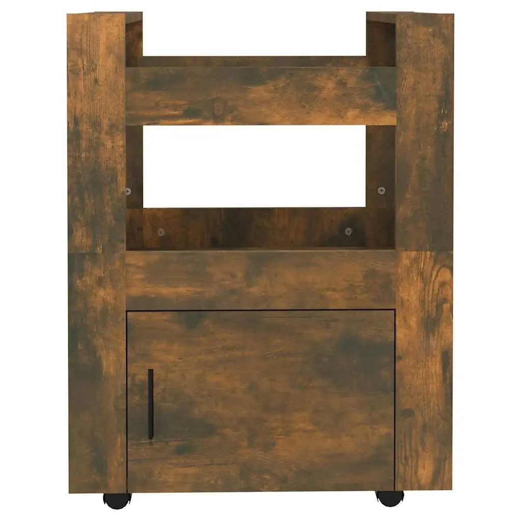 Kitchen Trolley 2 Shelves Brown Engineered Wood Mobile Storage Cart