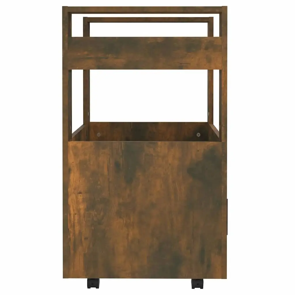 Kitchen Trolley 2 Shelves Brown Engineered Wood Mobile Storage Cart