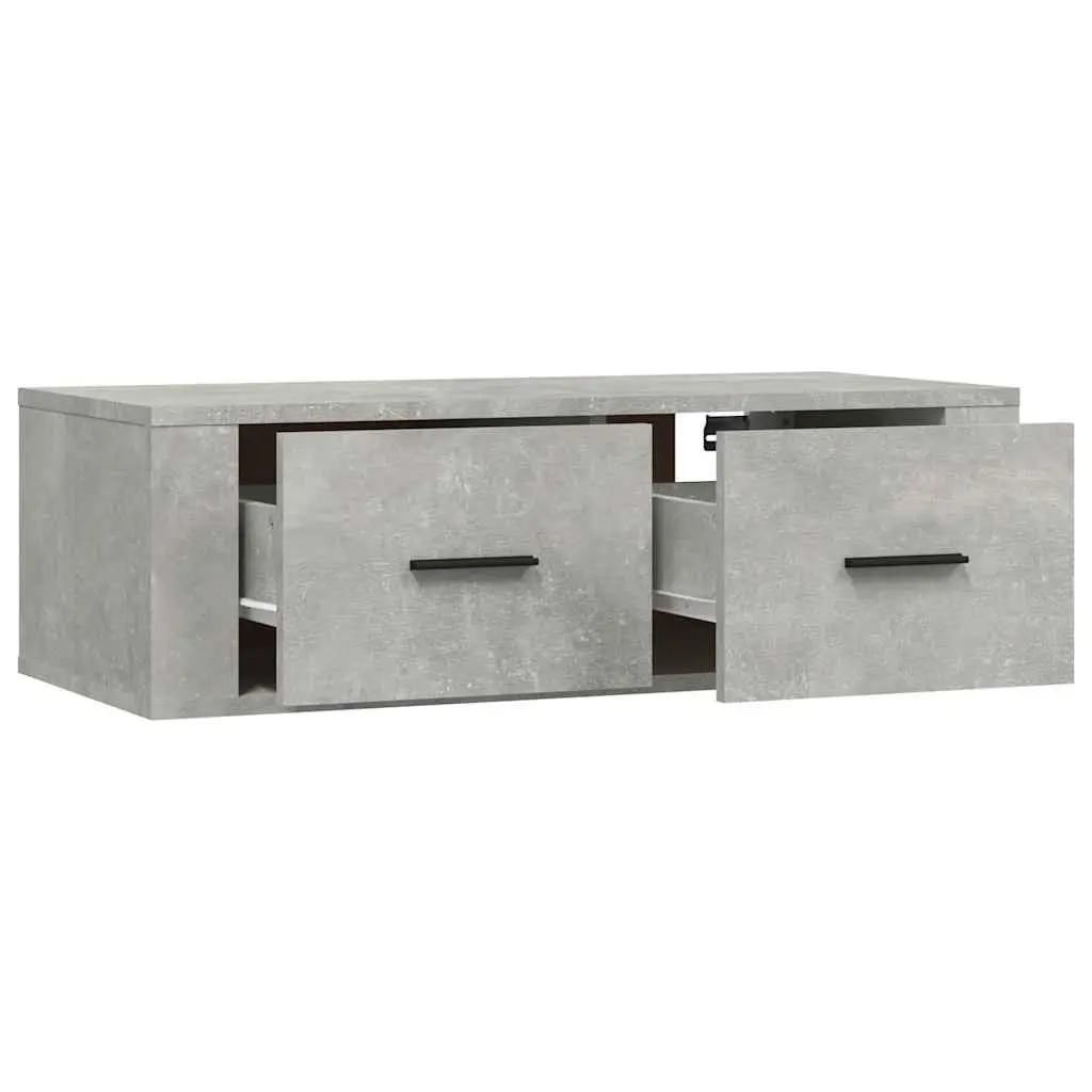 Wall-Mounted TV Cabinet 80cm Grey Engineered Wood Storage Drawers