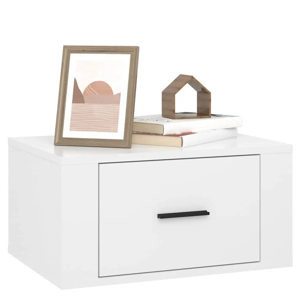 Wall-mounted Bedside Cabinets 2 pcs White Floating Storage Organiser