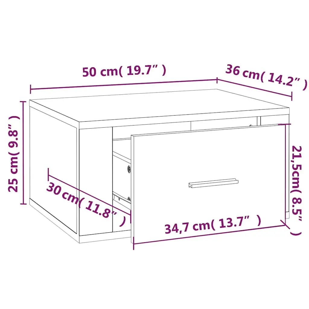 Wall-mounted Bedside Cabinets 2 pcs White Floating Storage Organiser