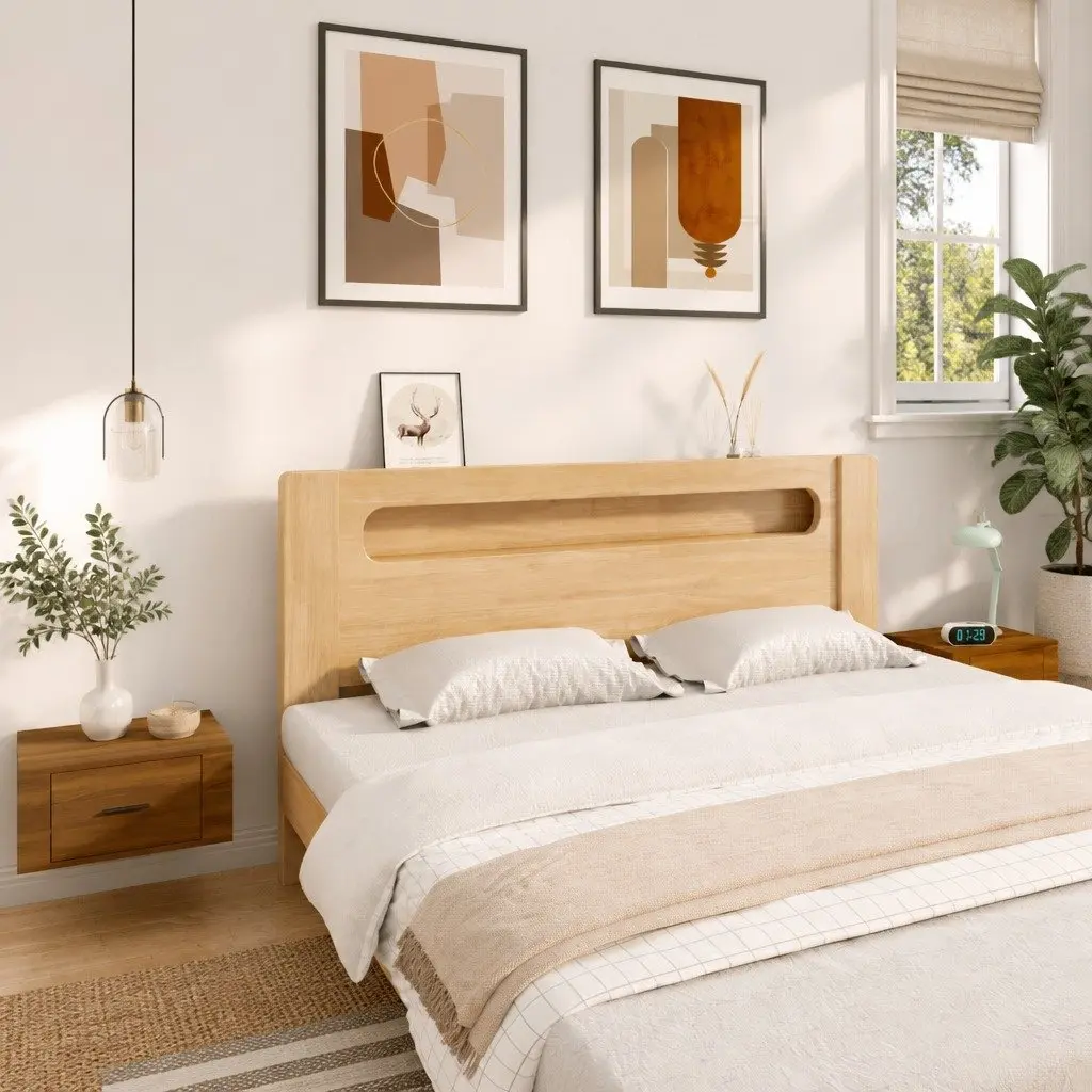 Wall-mounted Bedside Cabinets 50x36x25 cm Brown Oak Floating Storage 2 Piece
