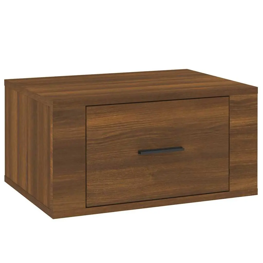 Wall-mounted Bedside Cabinets 50x36x25 cm Brown Oak Floating Storage 2 Piece