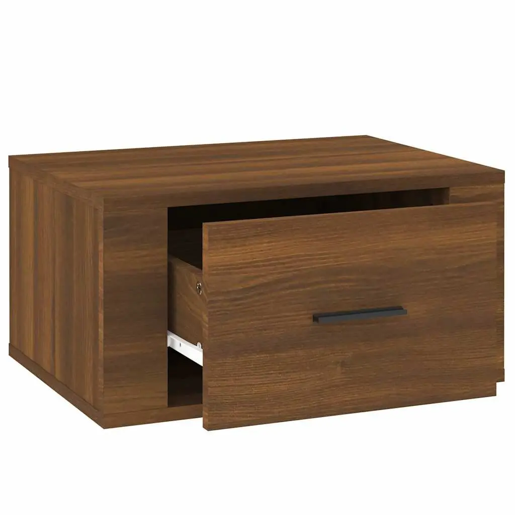 Wall-mounted Bedside Cabinets 50x36x25 cm Brown Oak Floating Storage 2 Piece