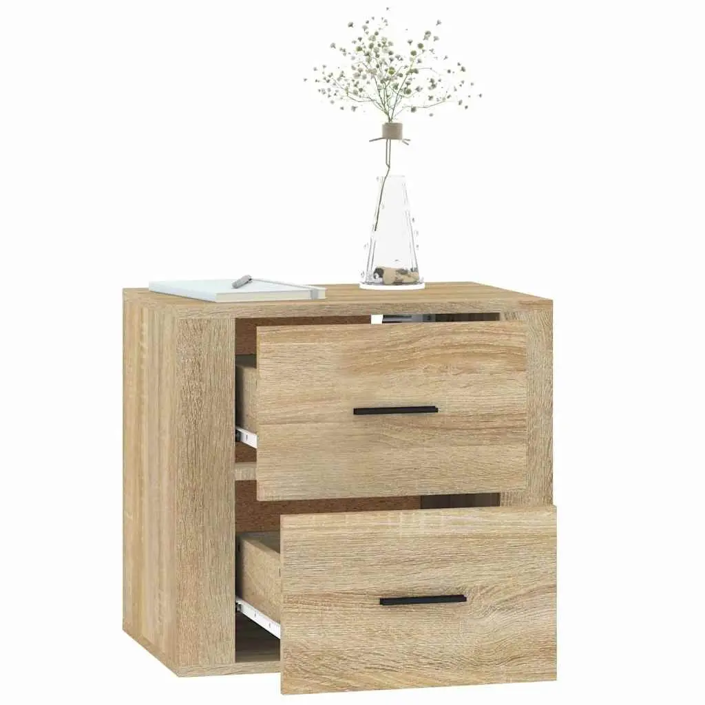 Wall-mounted Bedside Cabinet 50x36x47cm Brown Floating Storage Organiser