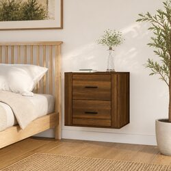 Floating Brown Oak Nightstand