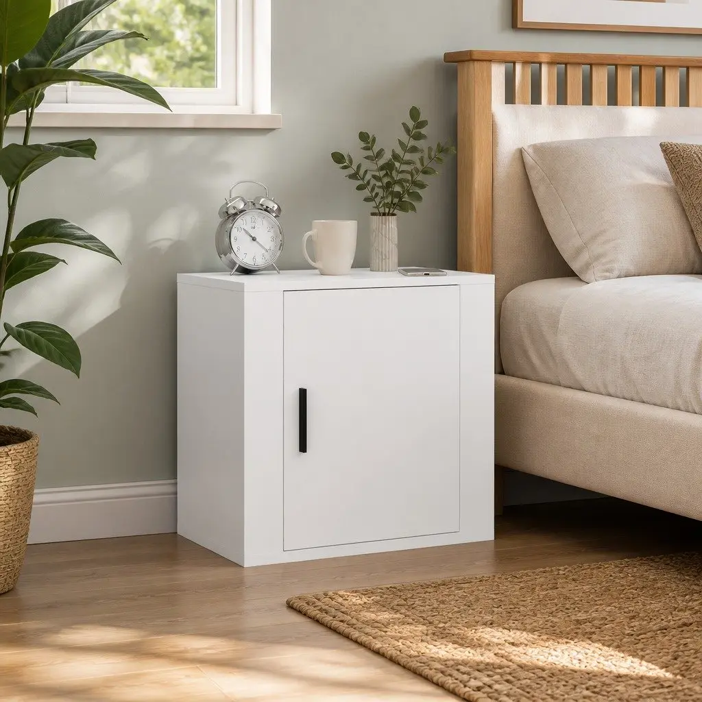 Wall-mounted Bedside Cabinet White Floating Storage Unit