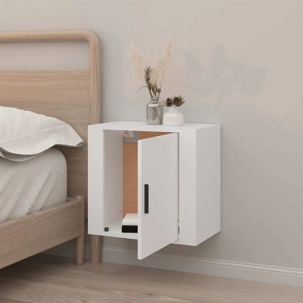 Wall-mounted Bedside Cabinet White Floating Storage Unit