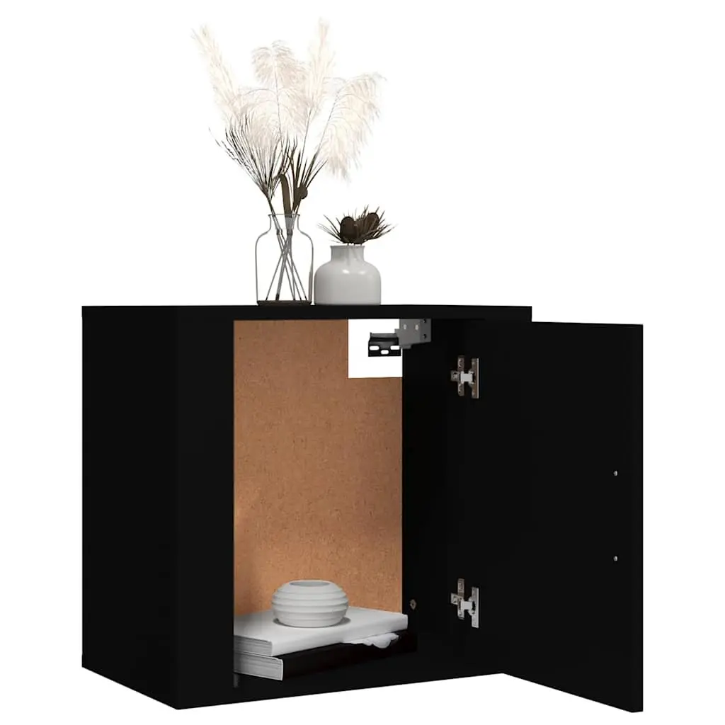 Wall-mounted Bedside Cabinet 2 pcs Black Floating Storage Organiser