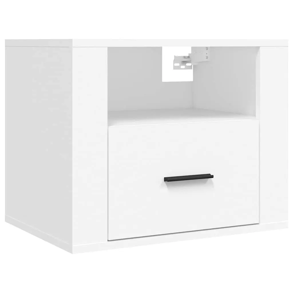 Wall-mounted Bedside Cabinet White Floating Storage Unit