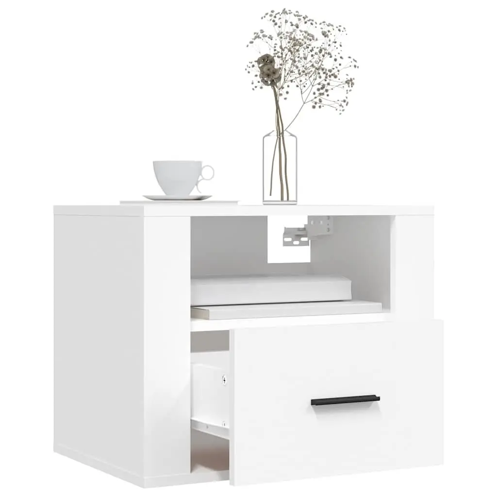 Wall-mounted Bedside Cabinet White Floating Storage Unit