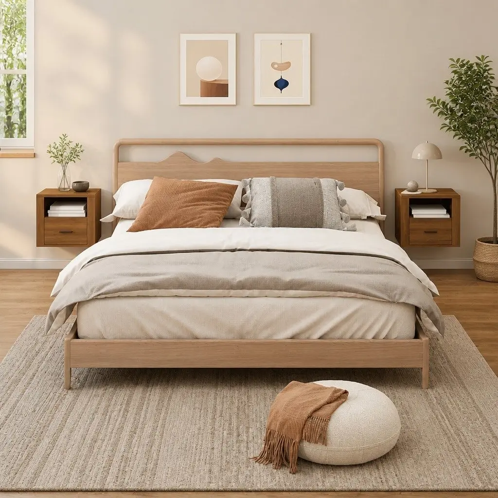 Wall-mounted Bedside Cabinets 2 pcs Brown Floating Storage Organizer