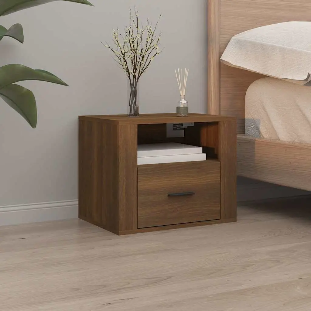 Wall-mounted Bedside Cabinets 2 pcs Brown Floating Storage Organizer