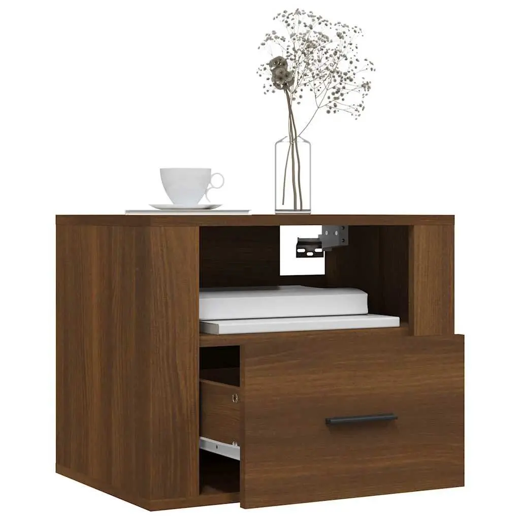 Wall-mounted Bedside Cabinets 2 pcs Brown Floating Storage Organizer