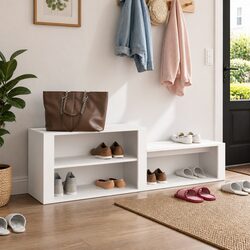 Shoe Cabinet White 150x35x45 cm Storage Organiser Engineered Wood Hall Entryway