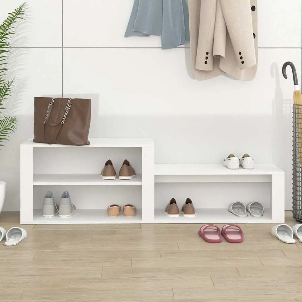 Shoe Cabinet White 150x35x45 cm Multiple Compartments Flat Top Surface Engineered Wood