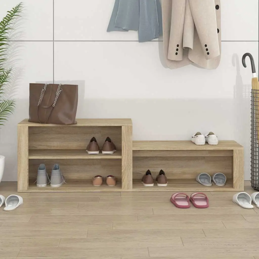 Shoe Cabinet Beige Engineered Wood Multiple Compartments Storage Organiser