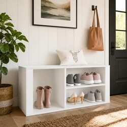 Shoe Cabinet White Storage Organiser Engineered Wood Hallway Furniture Unit