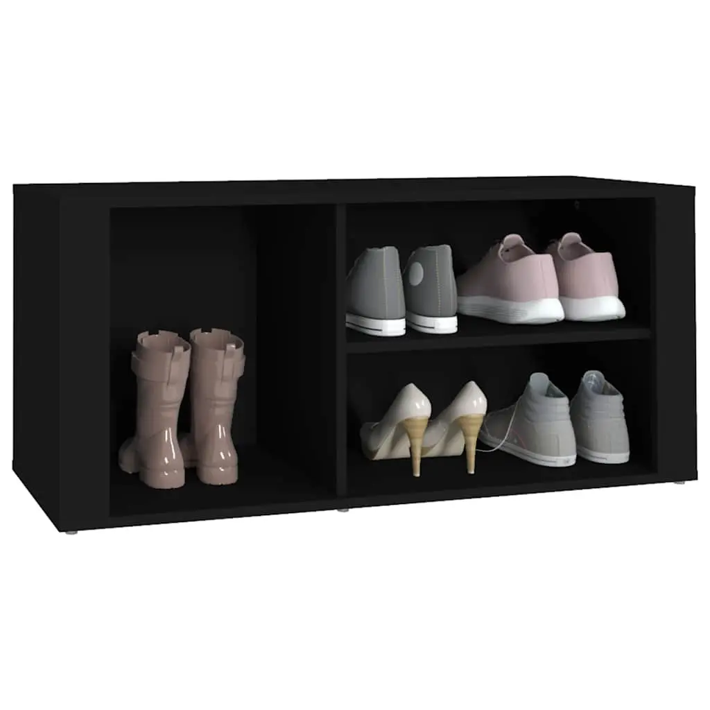 Shoe Cabinet Black Engineered Wood Storage Organiser with Multiple Compartments and Flat Top Surface for Entryway Hallway Furniture