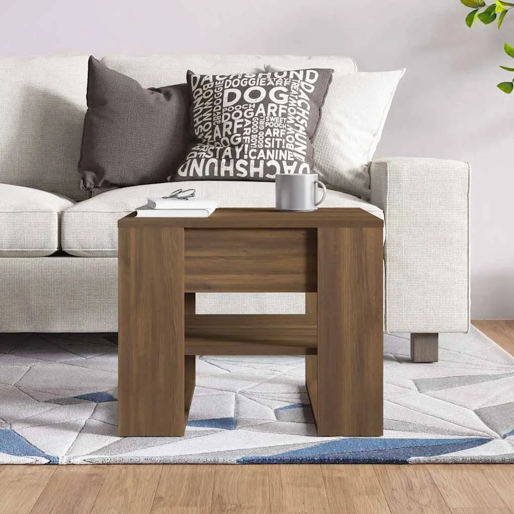 Coffee Table Brown Engineered Wood Storage Shelf Living Room Accent Furniture