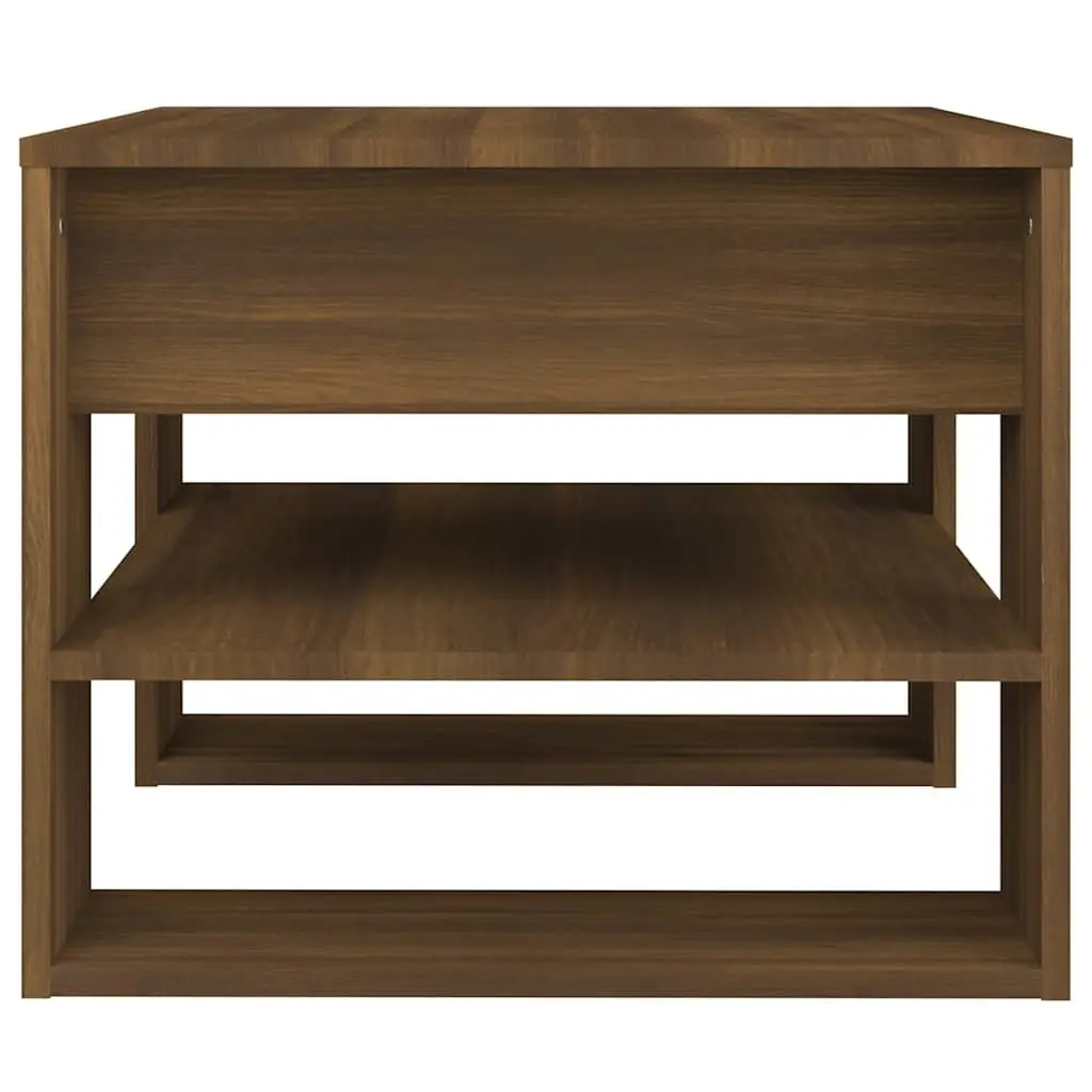 Coffee Table Brown Engineered Wood Storage Shelf Living Room Accent Furniture