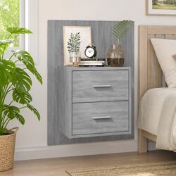 Floating Bedside Unit in Grey Sonoma for a Clutter-Free Space