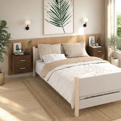 Maximise Your Space with 2 Brown Oak Wall-mounted Cabinets