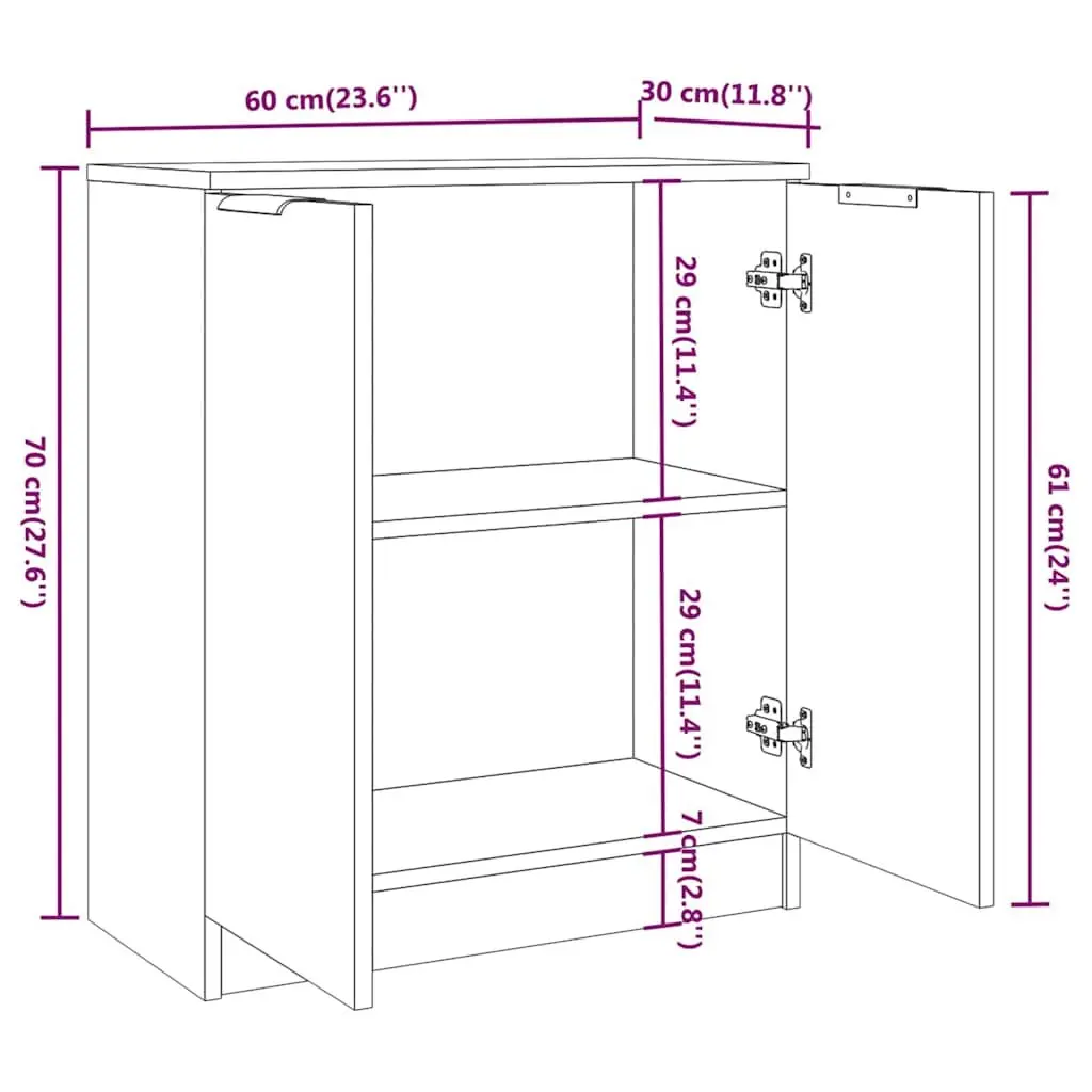 Sideboard Brown Engineered Wood Cabinet Storage Furniture 60x30x70 cm
