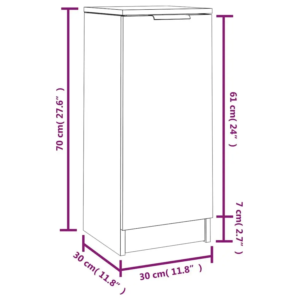 Sideboards 30x30x70 cm 2 pcs Brown Engineered Wood Storage Cabinet