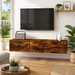 Wall Cabinet Storage Floating Shelf Brown Engineered Wood 102x30x20cm