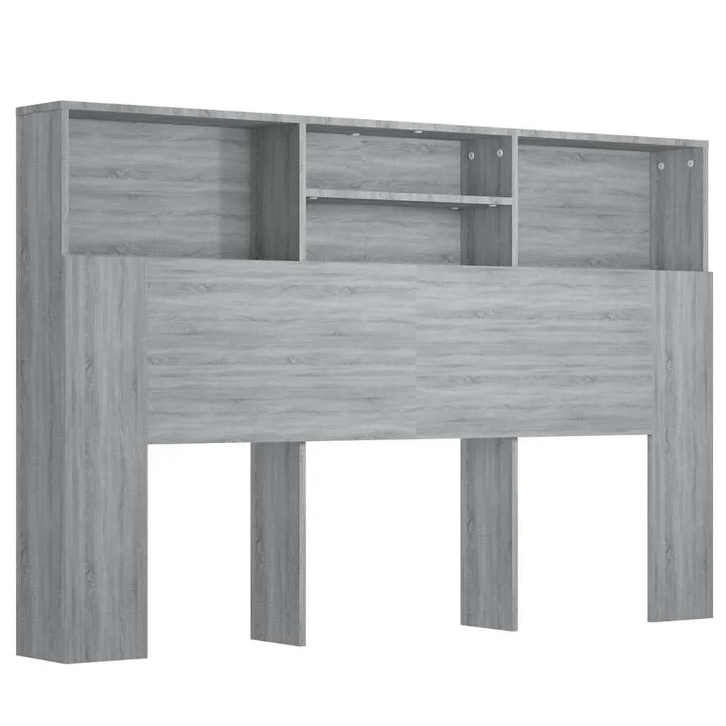 Headboard Cabinet 160cm Grey Sonoma Bedroom Storage Bookcase Wall-Mounted