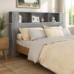Enhance Your Bedroom with This Grey Headboard Storage