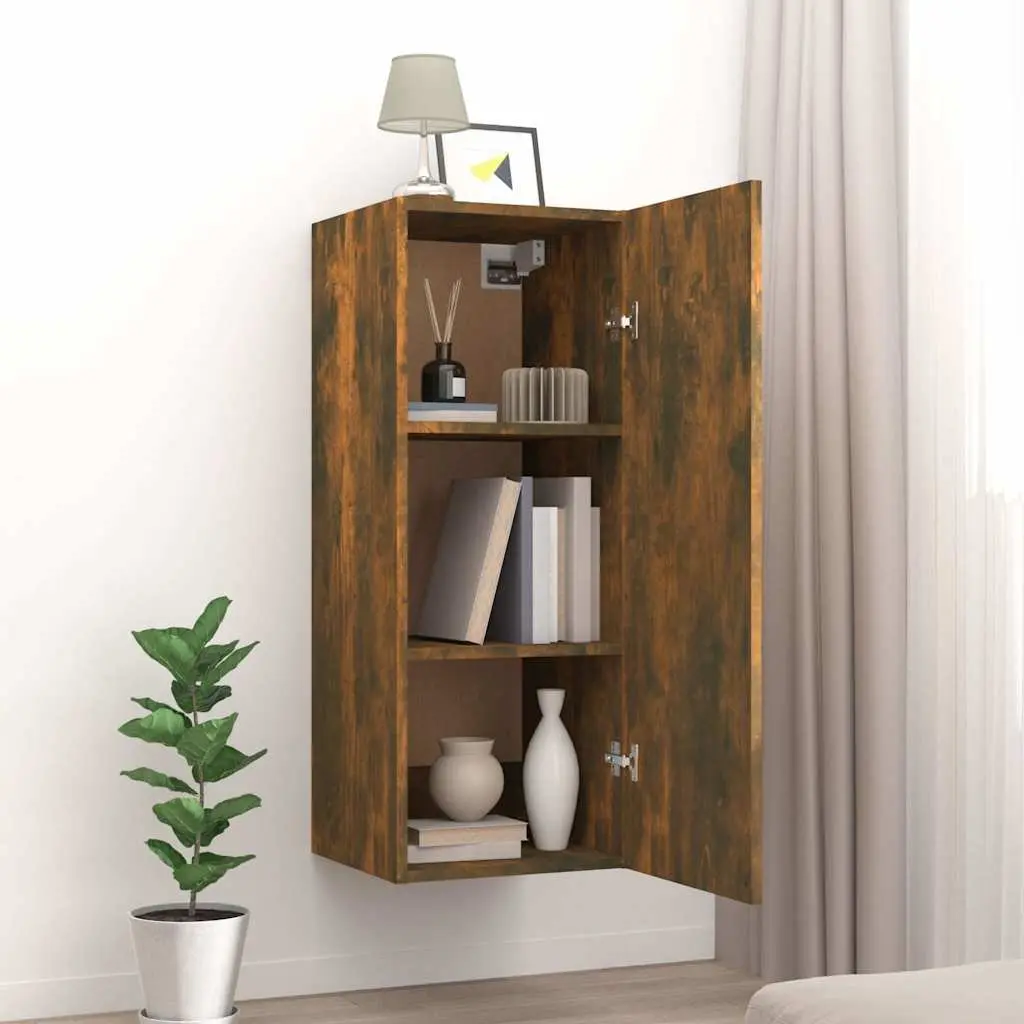 Hanging Wall Cabinet 34.5x34x90 cm Brown Engineered Wood Storage Organizer