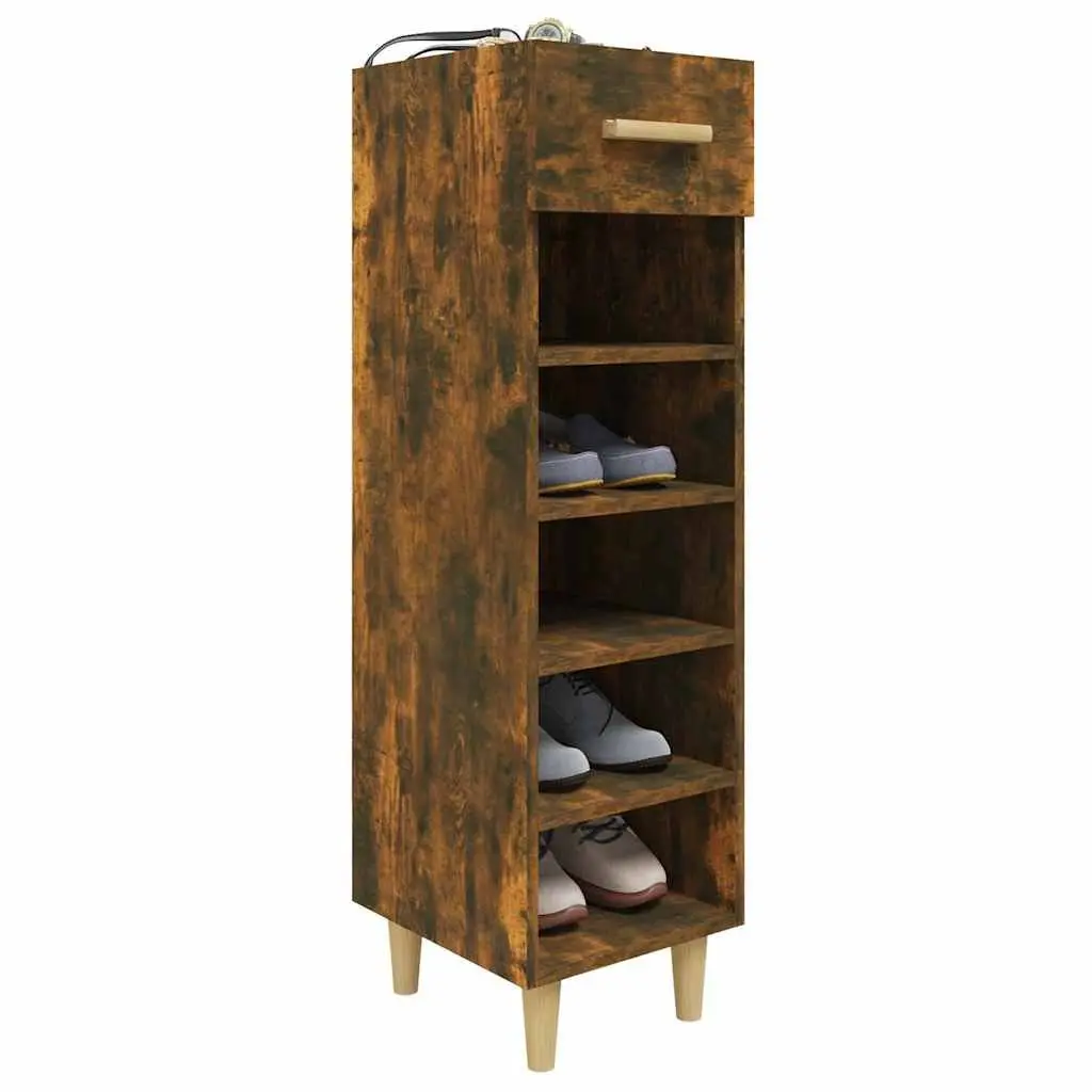 Shoe Cabinet 30x35x105cm Brown Engineered Wood Organiser with Shelves and Drawer for Hallway and Bedroom Storage