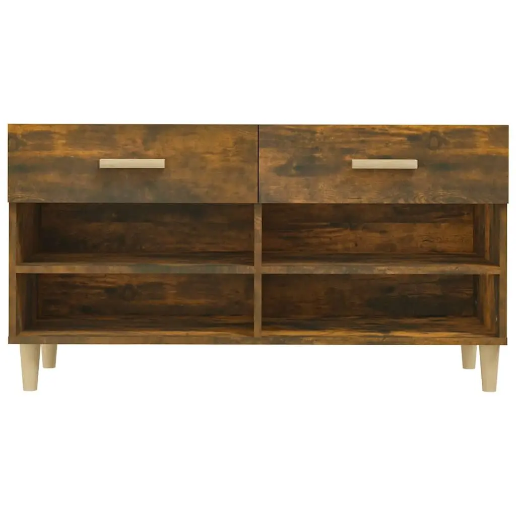 Shoe Cabinet Brown 2 Drawers 4 Compartments Storage Organiser Furniture